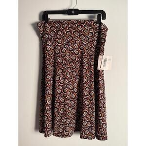 LuLaRoe Azure Skirt Blue Green Circles A-Line Yoga Waist Knee Length Large NWT A